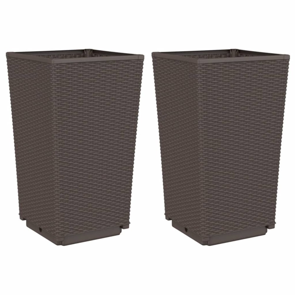vidaXL Ζαρντινιέρες Κήπου 2 τεμ. Καφέ 32,5x32,5x57 εκ. Πολυπροπυλένιο
