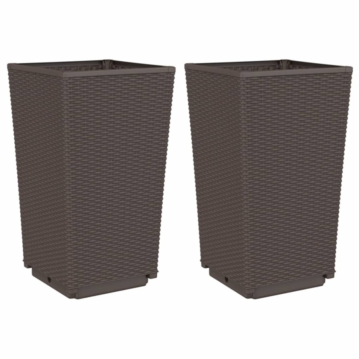 vidaXL Ζαρντινιέρες Κήπου 2 τεμ. Καφέ 32,5x32,5x57 εκ. Πολυπροπυλένιο