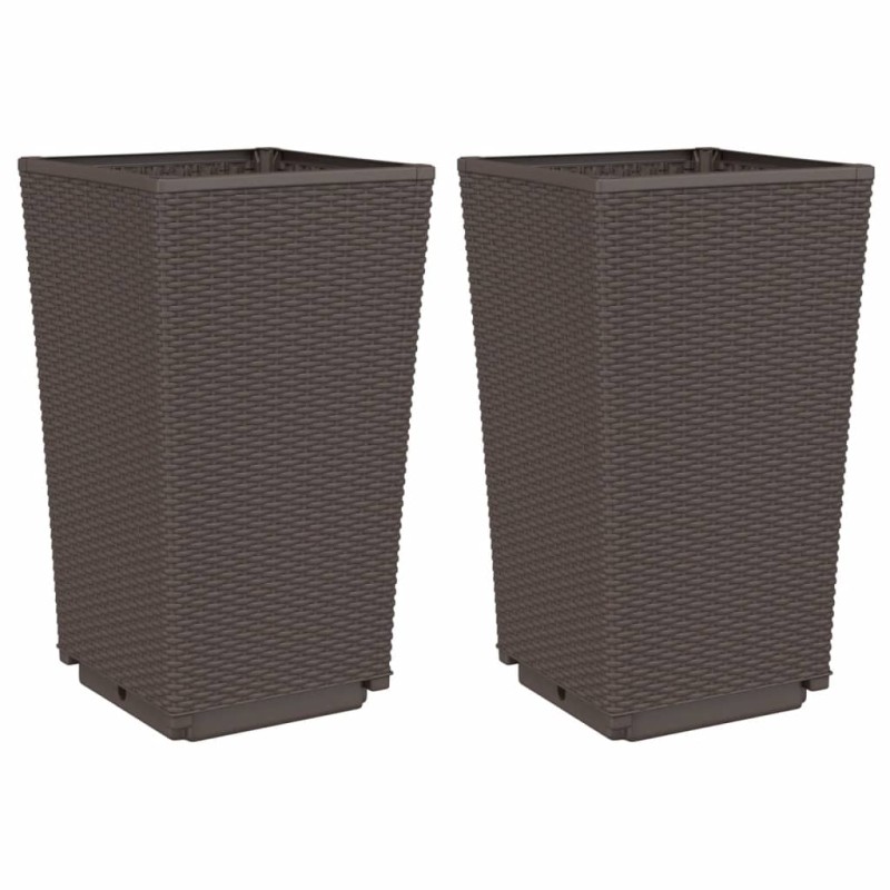 vidaXL Ζαρντινιέρες Κήπου 2 τεμ. Καφέ 32,5x32,5x57 εκ. Πολυπροπυλένιο