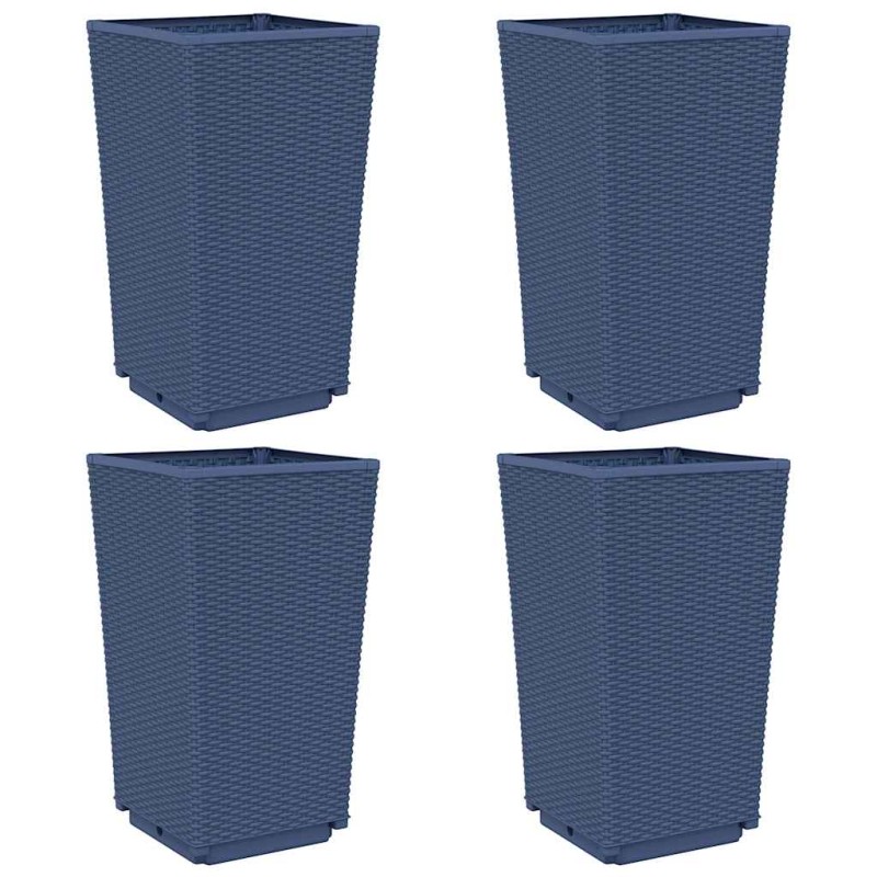 vidaXL Ζαρντινιέρες Κήπου 4 τεμ. Μπλε Γκρι 32,5x32,5x57 εκ. Πολυπροπυλένιο