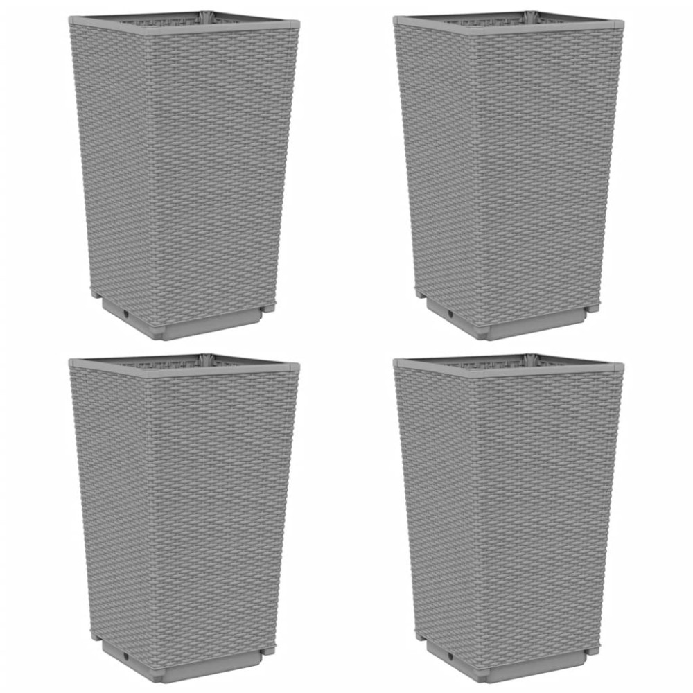 vidaXL Ζαρντινιέρες 4 τεμ. Αν. Γκρι 32,5x32,5x57 εκ. Πολυπροπυλένιο