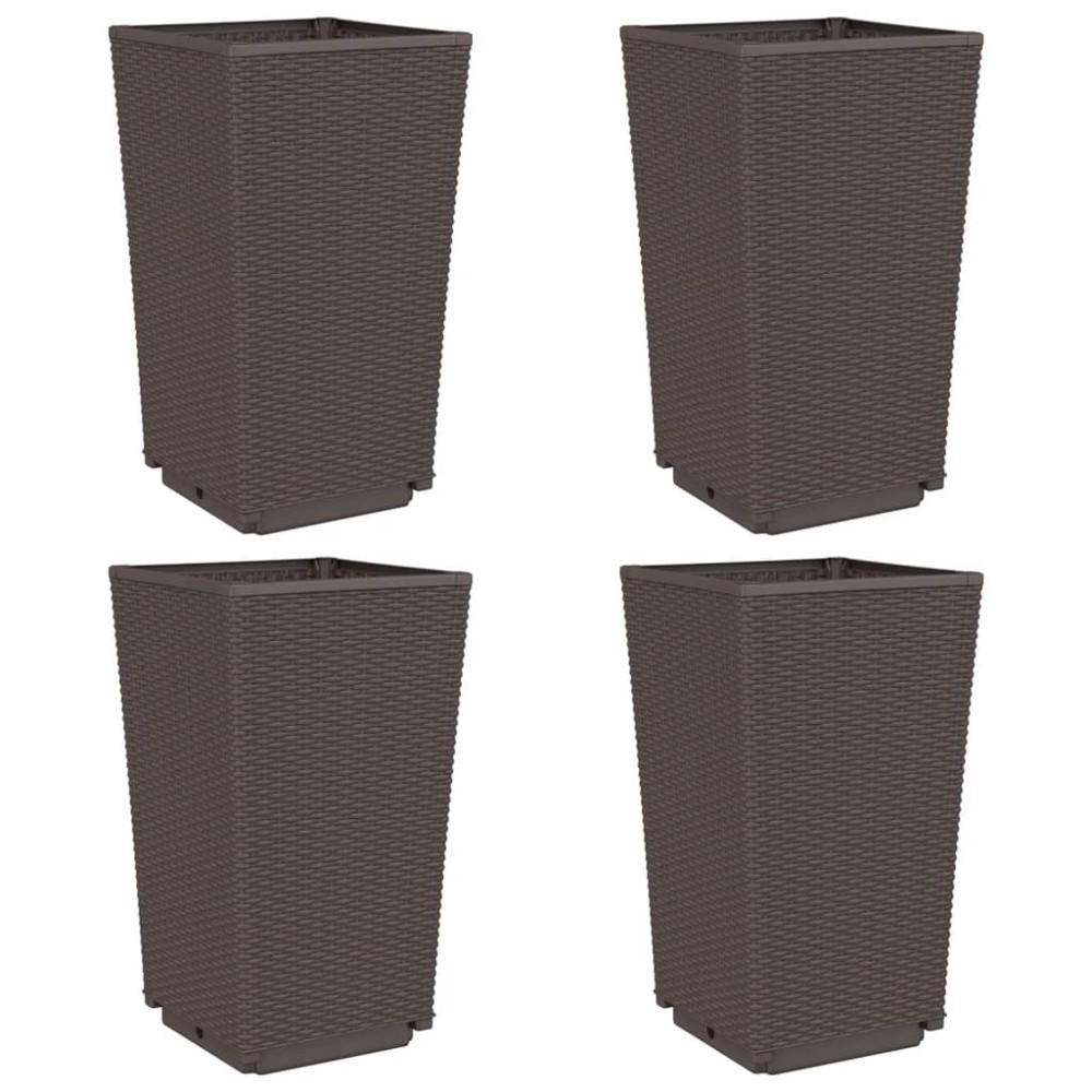 vidaXL Ζαρντινιέρες Κήπου 4 τεμ. Καφέ 32,5x32,5x57 εκ. Πολυπροπυλένιο