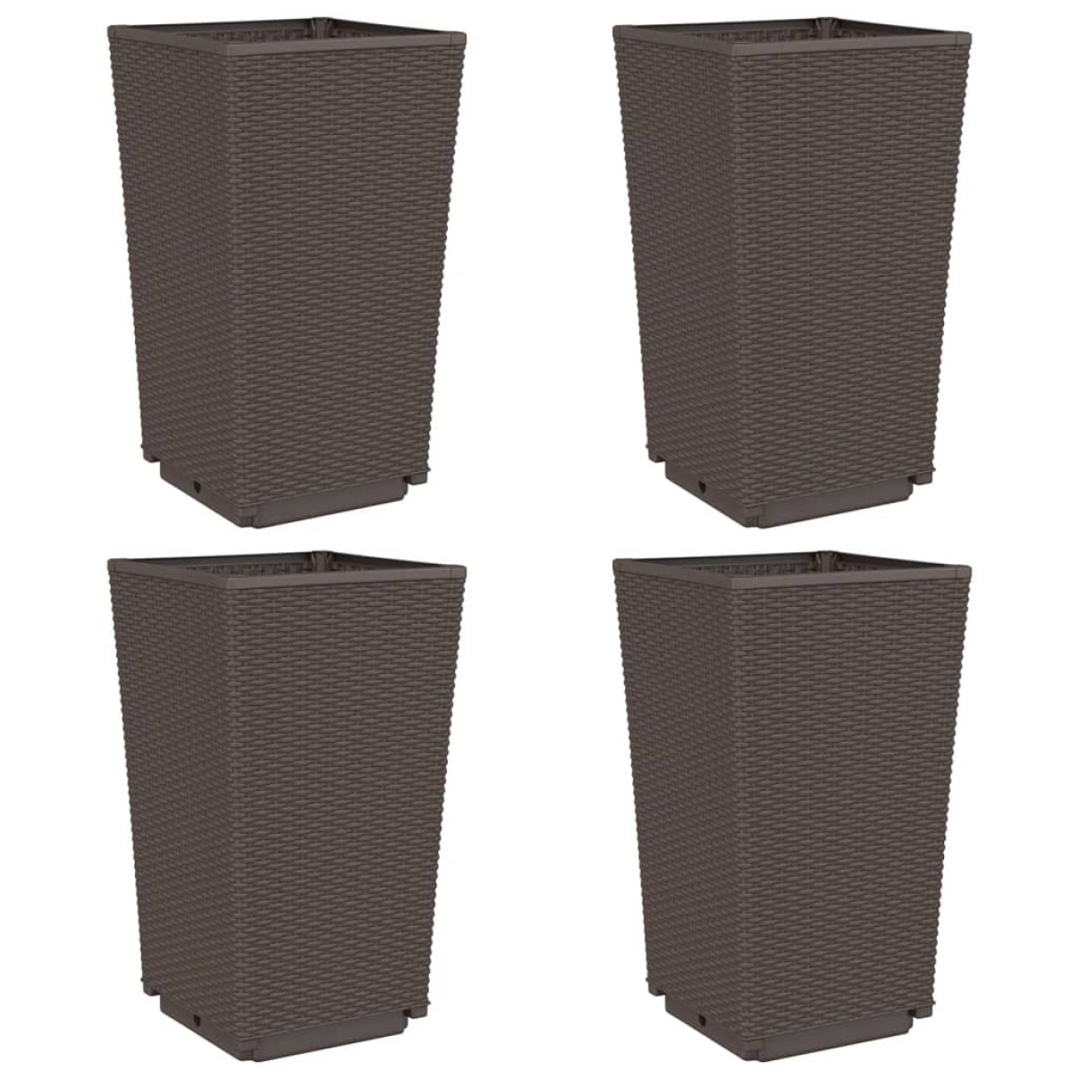 vidaXL Ζαρντινιέρες Κήπου 4 τεμ. Καφέ 32,5x32,5x57 εκ. Πολυπροπυλένιο