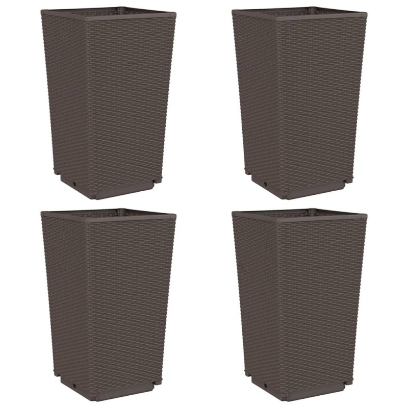 vidaXL Ζαρντινιέρες Κήπου 4 τεμ. Καφέ 32,5x32,5x57 εκ. Πολυπροπυλένιο