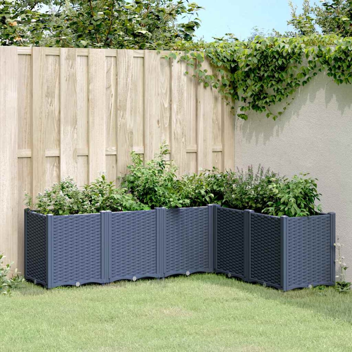 vidaXL Ζαρντινιέρα Κήπου Μπλε Γκρι 160x120x53 εκ. Πολυπροπυλένιο