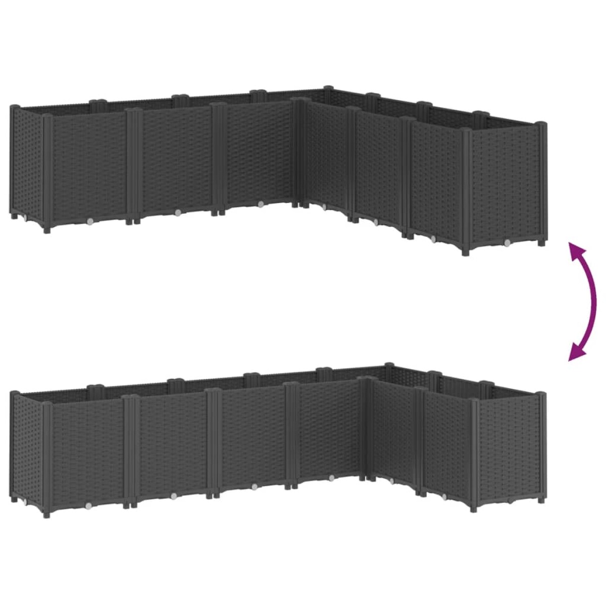 vidaXL Ζαρντινιέρα Κήπου Μαύρη 160x160x53 εκ. Πολυπροπυλένιο