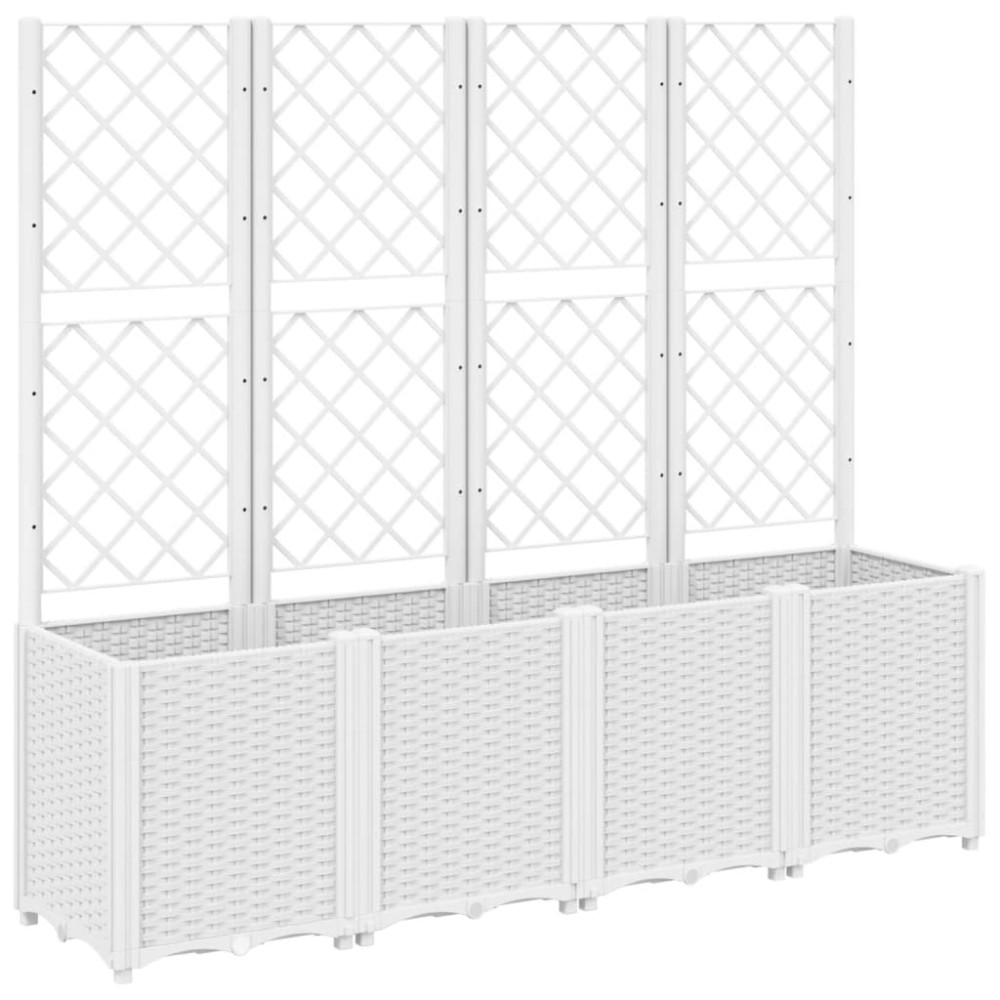 vidaXL Ζαρντινιέρα Κήπου με Καφασωτό Λευκή 160x40x140 εκ. Πολυπροπ.