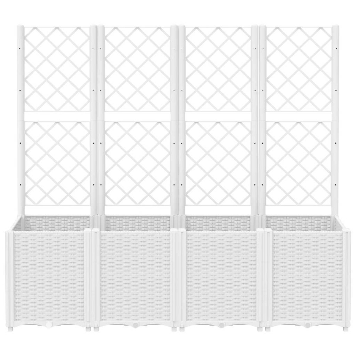 vidaXL Ζαρντινιέρα Κήπου με Καφασωτό Λευκή 160x40x140 εκ. Πολυπροπ.