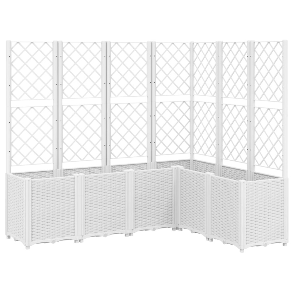 vidaXL Ζαρντινιέρα Κήπου με Καφασωτό Λευκή 160x120x140 εκ. από PP