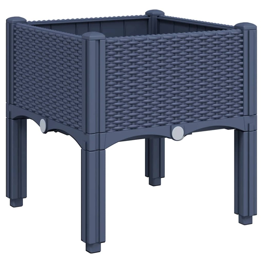 vidaXL Ζαρντινιέρα Κήπου με Πόδια Μπλε Γκρι 40x40x42 εκ. από Πολυπροπυλένιο