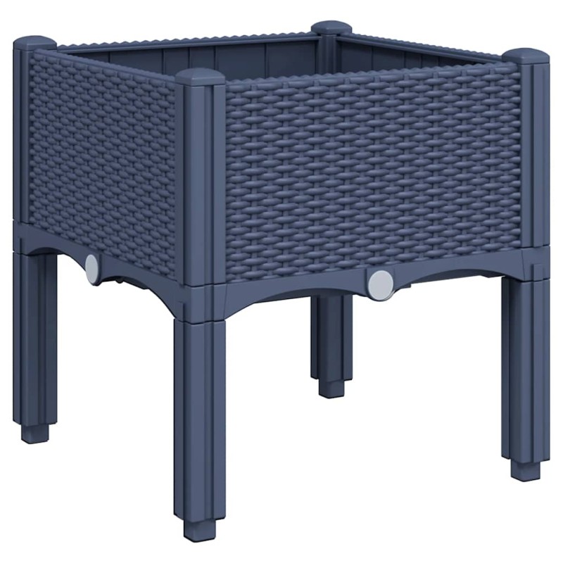 vidaXL Ζαρντινιέρα Κήπου με Πόδια Μπλε Γκρι 40x40x42 εκ. από Πολυπροπυλένιο
