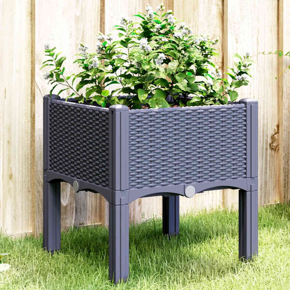 vidaXL Ζαρντινιέρα Κήπου με Πόδια Μπλε Γκρι 40x40x42 εκ. από Πολυπροπυλένιο