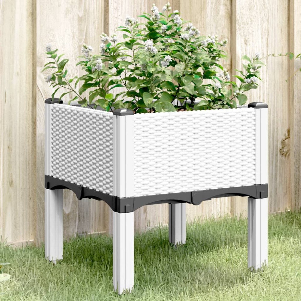 vidaXL Ζαρντινιέρα Κήπου με Πόδια Λευκή 40x40x42 εκ. Πολυπροπυλένιο