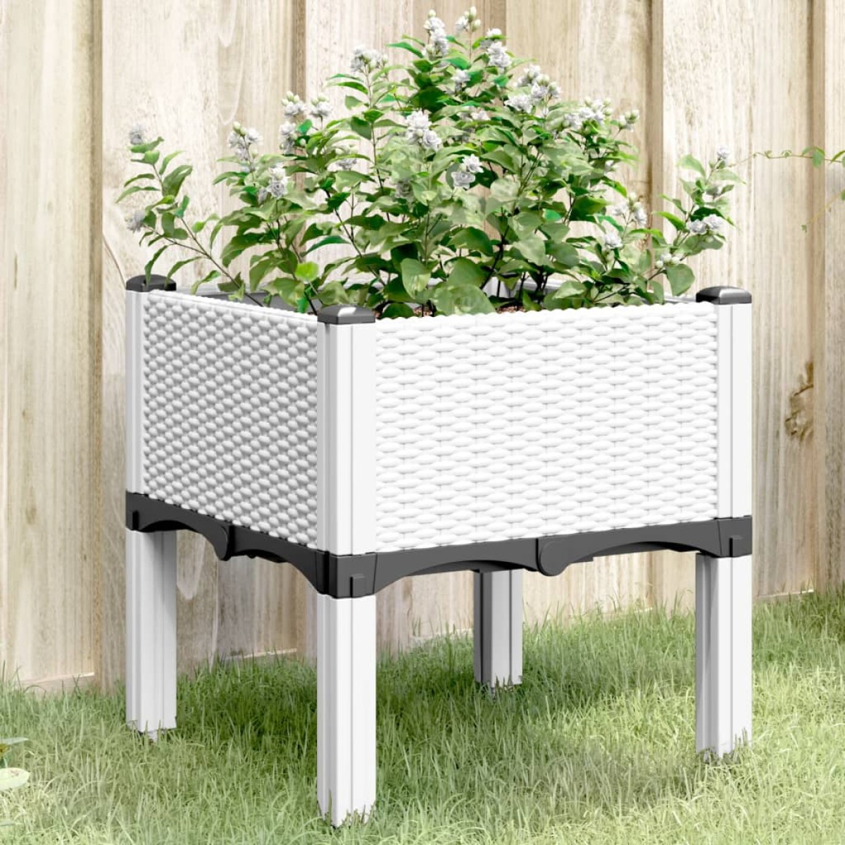 vidaXL Ζαρντινιέρα Κήπου με Πόδια Λευκή 40x40x42 εκ. Πολυπροπυλένιο