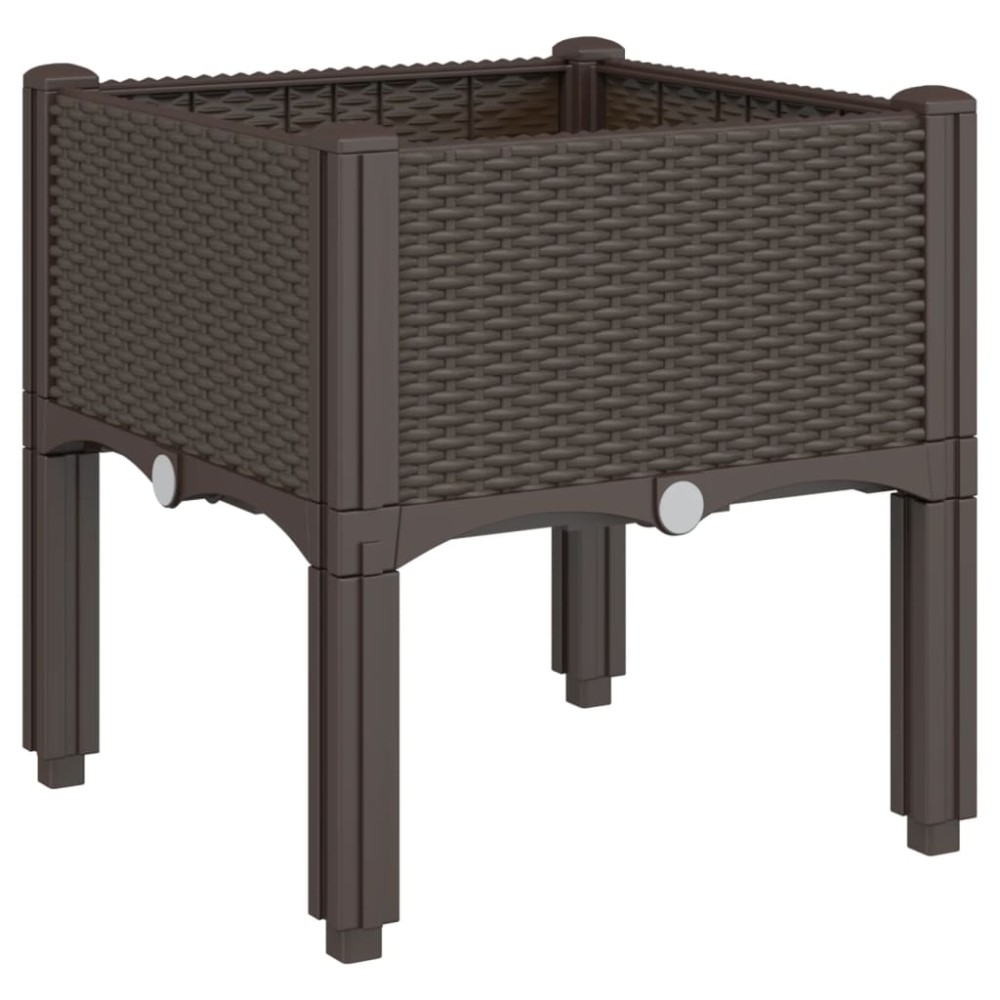 vidaXL Ζαρντινιέρα Κήπου με Πόδια Καφέ 40x40x42 εκ. Πολυπροπυλένιο