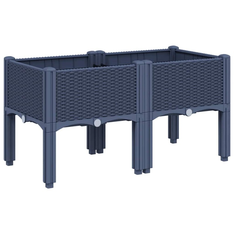 vidaXL Ζαρντινιέρα Κήπου με Πόδια Μπλε Γκρι 80x40x42 εκ. από Πολυπροπυλένιο