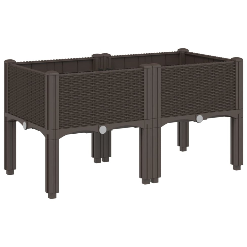 vidaXL Ζαρντινιέρα Κήπου με Πόδια Καφέ 80x40x42 εκ. Πολυπροπυλένιο