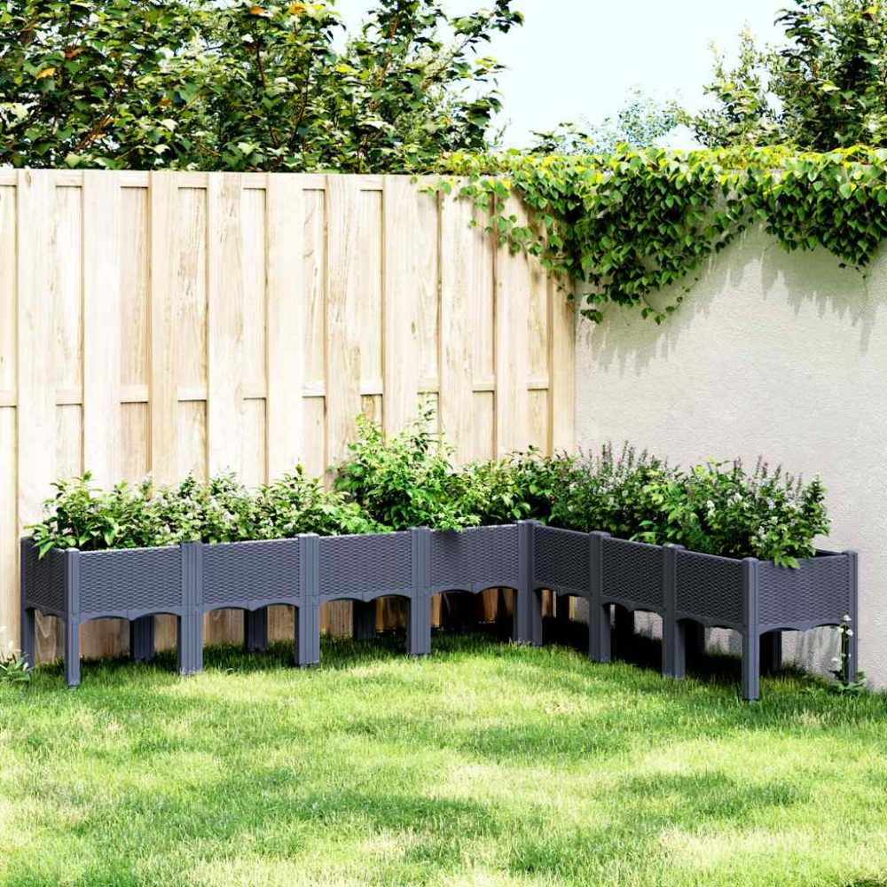 vidaXL Ζαρντινιέρα Κήπου με Πόδια Μπλε Γκρι 200x160x42 εκ. Πολυπροπυλένιο