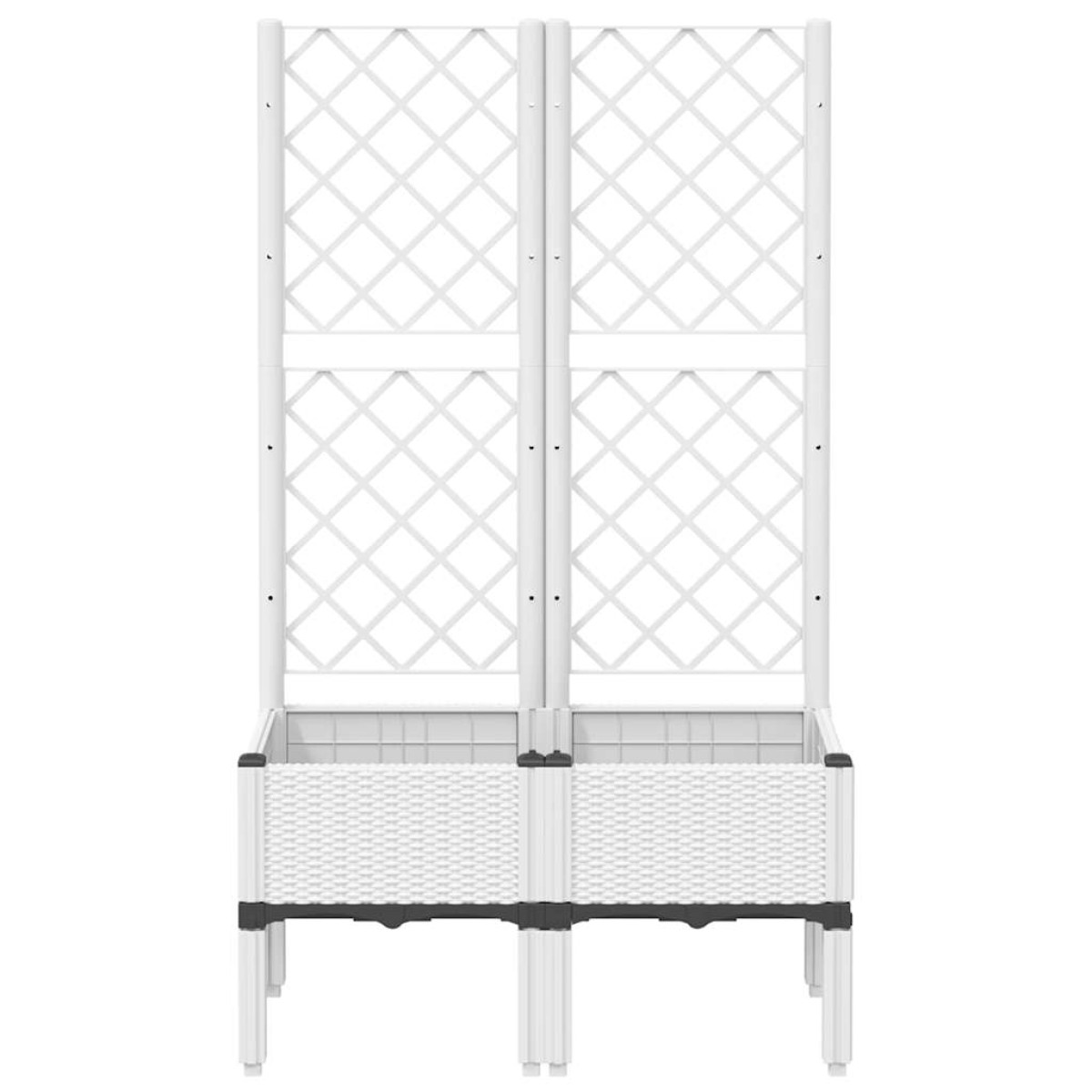 vidaXL Ζαρντινιέρα Κήπου με Καφασωτό Λευκή 80x40x142 εκ. Πολυπροπ.