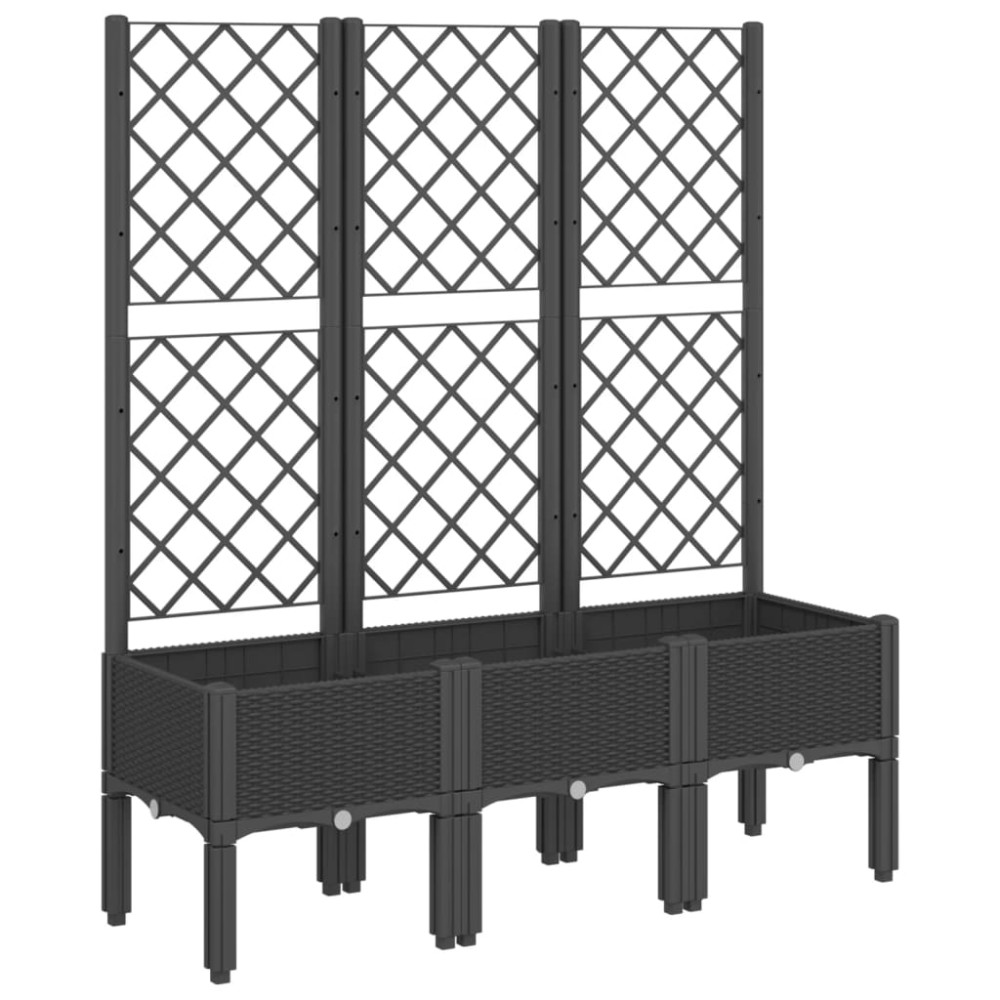 vidaXL Ζαρντινιέρα Κήπου με Καφασωτό Μαύρο 120 x 40 x 142 εκ. από PP