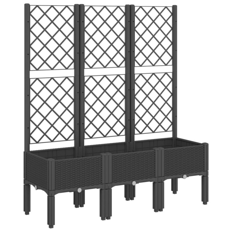 vidaXL Ζαρντινιέρα Κήπου με Καφασωτό Μαύρο 120 x 40 x 142 εκ. από PP