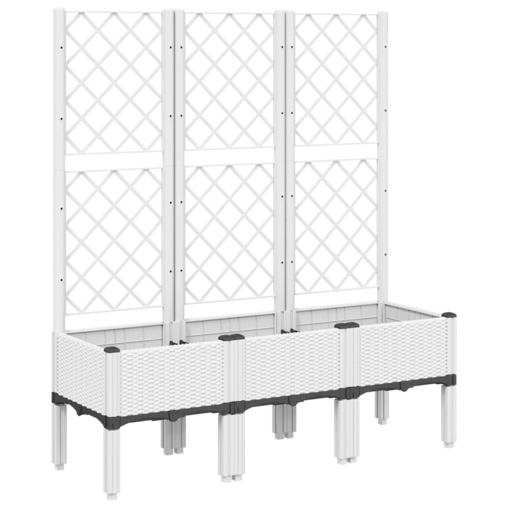 vidaXL Ζαρντινιέρα Κήπου με Καφασωτό Λευκή 120x40x142 εκ. Πολυπροπ.