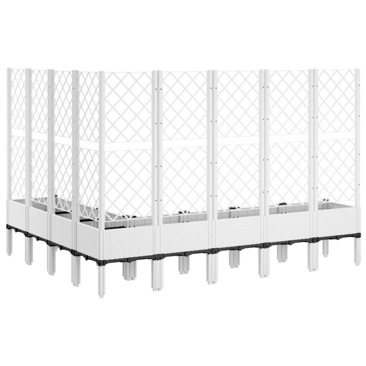 vidaXL Ζαρντινιέρα Κήπου με Καφασωτό Λευκή 200x160x142 εκ. Πολυπροπ.