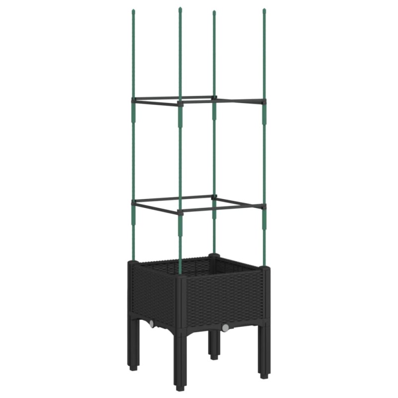 vidaXL Ζαρντινιέρα Κήπου με Καφασωτό Μαύρο 40 x 40 x 142,5 εκ. από PP
