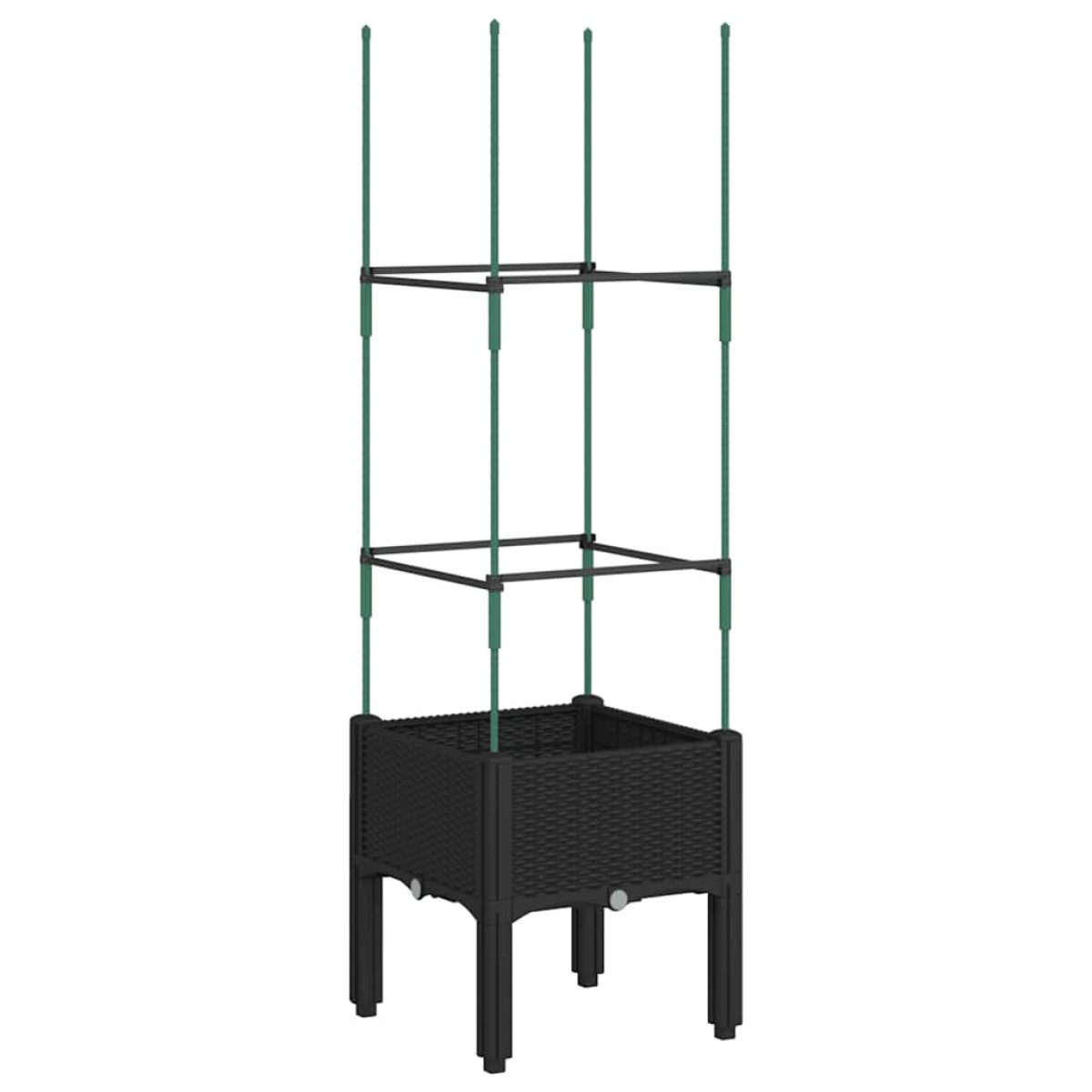 vidaXL Ζαρντινιέρα Κήπου με Καφασωτό Μαύρο 40 x 40 x 142,5 εκ. από PP