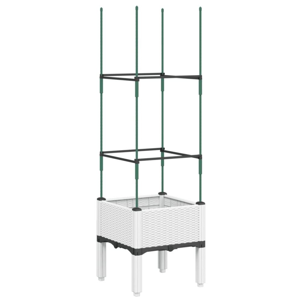vidaXL Ζαρντινιέρα Κήπου με Καφασωτό Λευκή 40x40x142,5 εκ. από PP