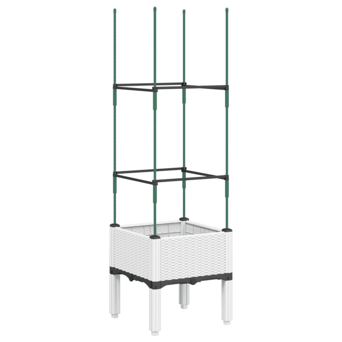 vidaXL Ζαρντινιέρα Κήπου με Καφασωτό Λευκή 40x40x142,5 εκ. από PP