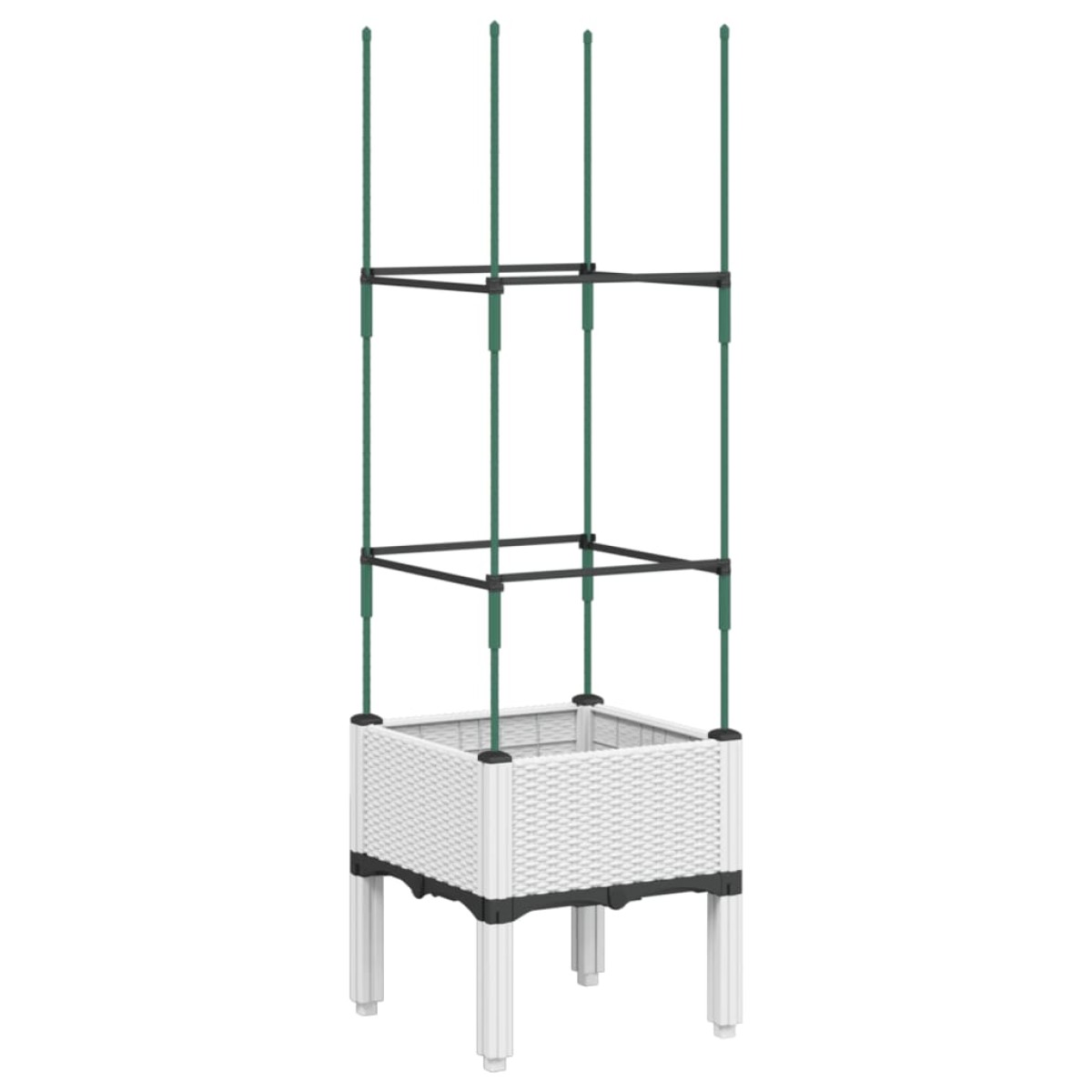 vidaXL Ζαρντινιέρα Κήπου με Καφασωτό Λευκή 40x40x142,5 εκ. από PP