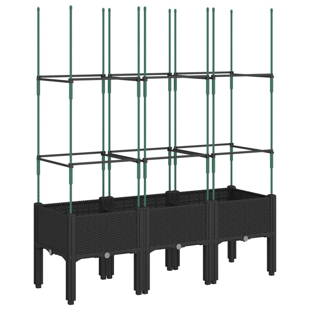 vidaXL Ζαρντινιέρα Κήπου με Καφασωτό Μαύρο 120 x 40 x 142,5 εκ. από PP