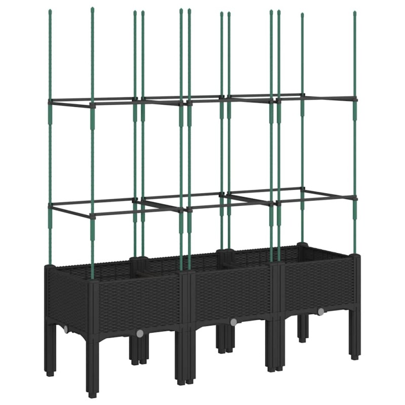 vidaXL Ζαρντινιέρα Κήπου με Καφασωτό Μαύρο 120 x 40 x 142,5 εκ. από PP