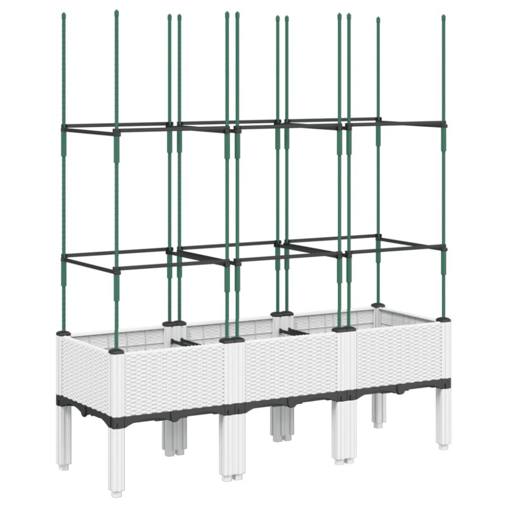 vidaXL Ζαρντινιέρα Κήπου με Καφασωτό Λευκή 120x40x142,5 εκ. από PP