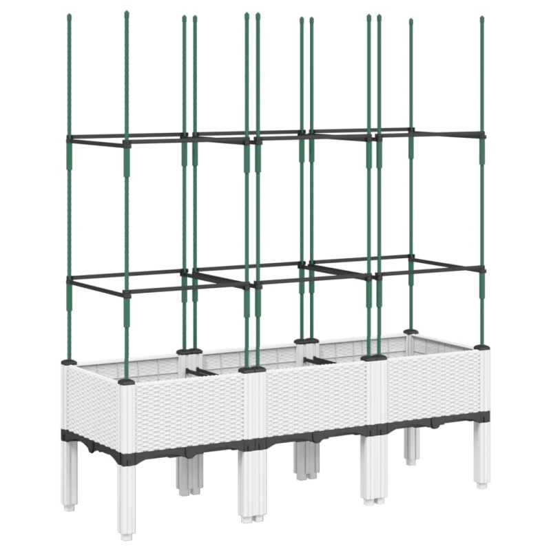 vidaXL Ζαρντινιέρα Κήπου με Καφασωτό Λευκή 120x40x142,5 εκ. από PP