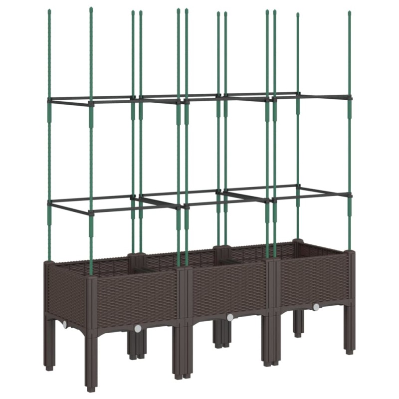vidaXL Ζαρντινιέρα Κήπου με Καφασωτό Καφέ 120 x 40 x 142,5 εκ. από PP