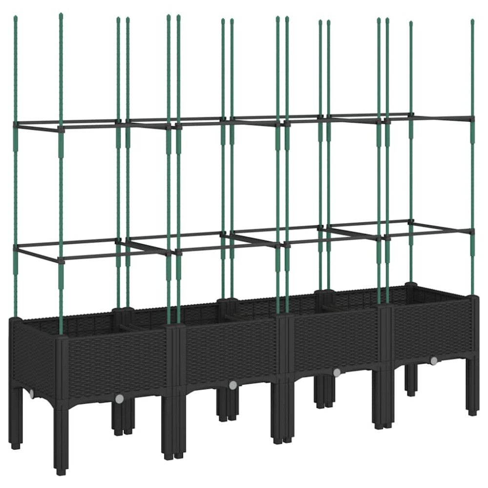vidaXL Ζαρντινιέρα Κήπου με Καφασωτό Μαύρο 160 x 40 x 142,5 εκ. από PP