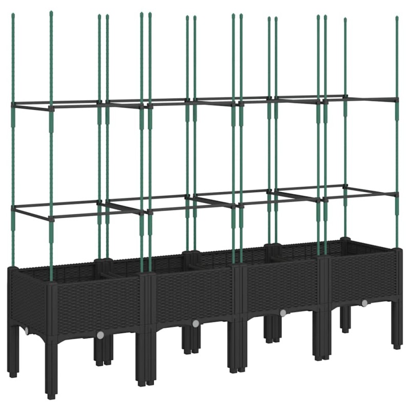 vidaXL Ζαρντινιέρα Κήπου με Καφασωτό Μαύρο 160 x 40 x 142,5 εκ. από PP