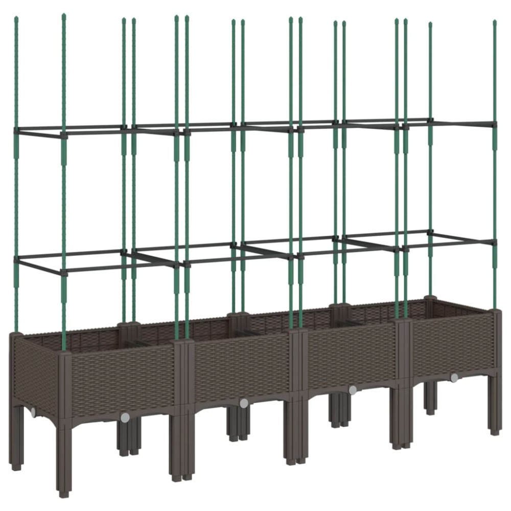 vidaXL Ζαρντινιέρα Κήπου με Καφασωτό Καφέ 160 x 40 x 142,5 εκ. από PP