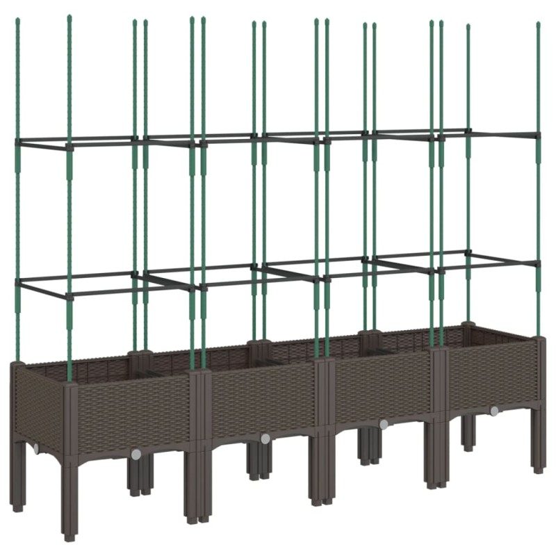 vidaXL Ζαρντινιέρα Κήπου με Καφασωτό Καφέ 160 x 40 x 142,5 εκ. από PP