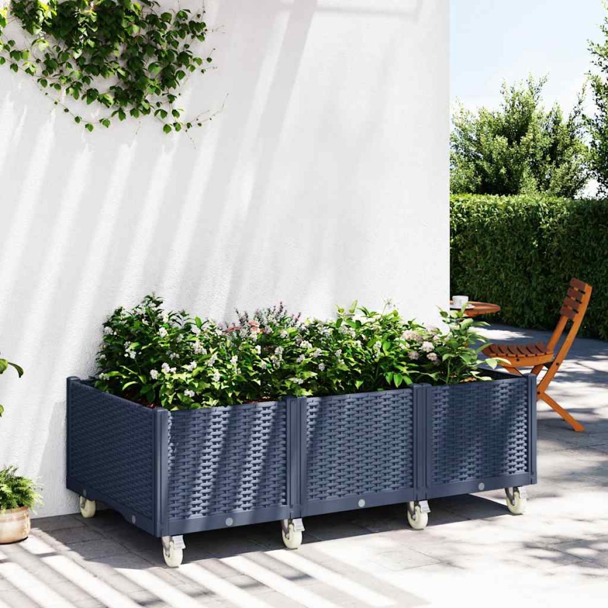 vidaXL Ζαρντινιέρα Κήπου με Πόδια Μπλε Γκρι 150x80x54 εκ. Πολυπροπυλένιο