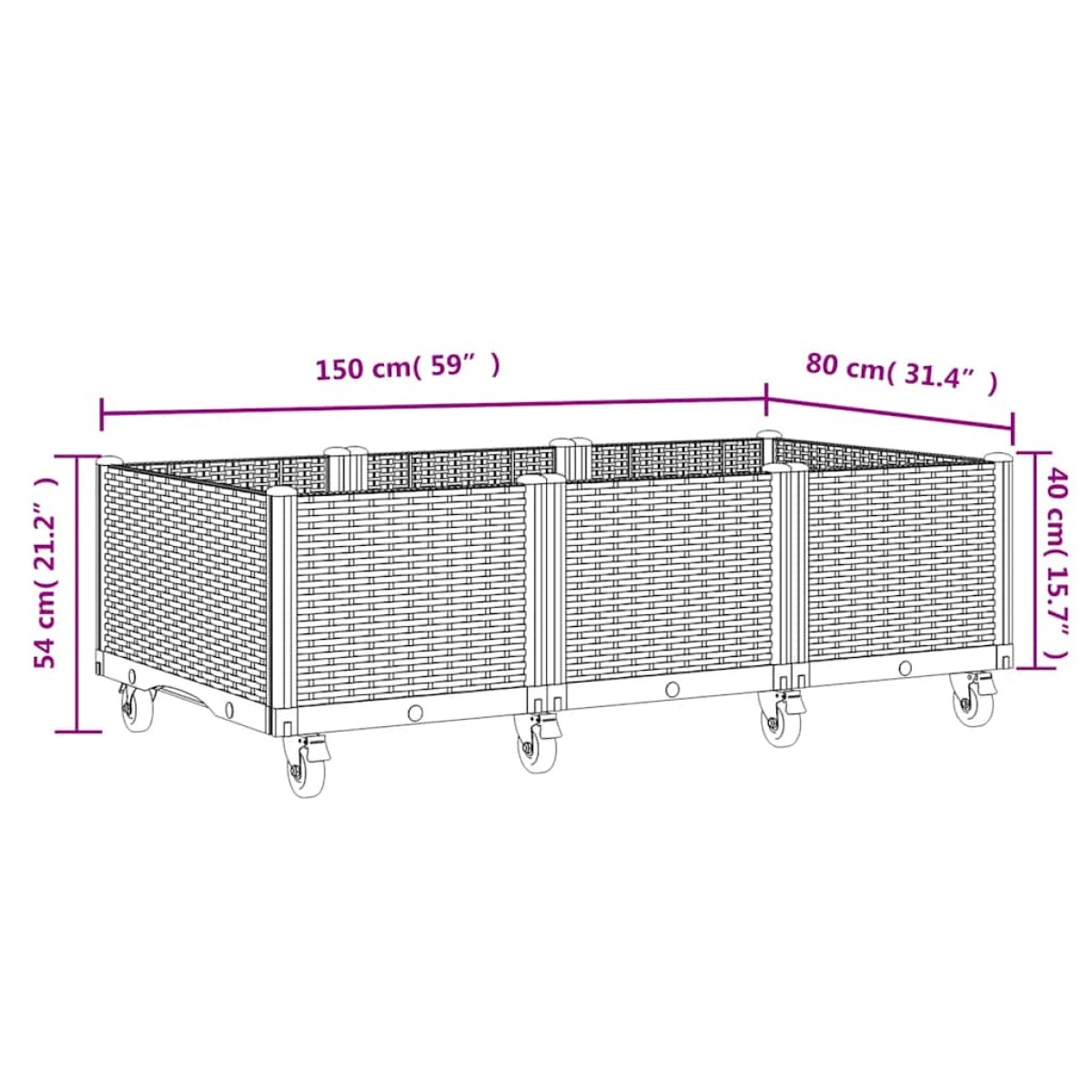 vidaXL Ζαρντινιέρα Κήπου με Πόδια Μπλε Γκρι 150x80x54 εκ. Πολυπροπυλένιο