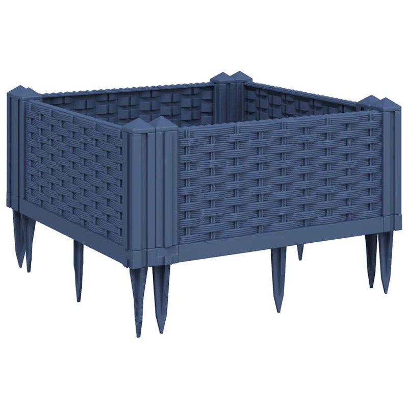 vidaXL Ζαρντινιέρα με Πασσάλους Μπλε Γκρι 42,5x42,5x28,5 εκ. Πολυπροπυλένιο