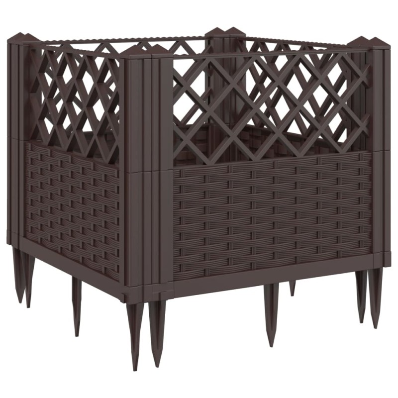 vidaXL Ζαρντινιέρα με Πασσάλους Καφέ 43,5x43,5x43,5 εκ. Πολυπροπυλένιο