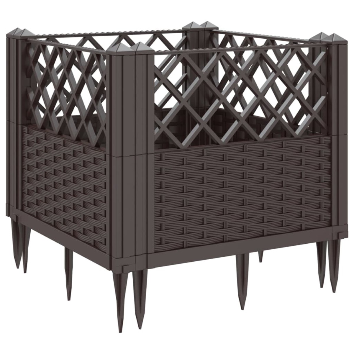 vidaXL Ζαρντινιέρα με Πασσάλους Καφέ 43,5x43,5x43,5 εκ. Πολυπροπυλένιο