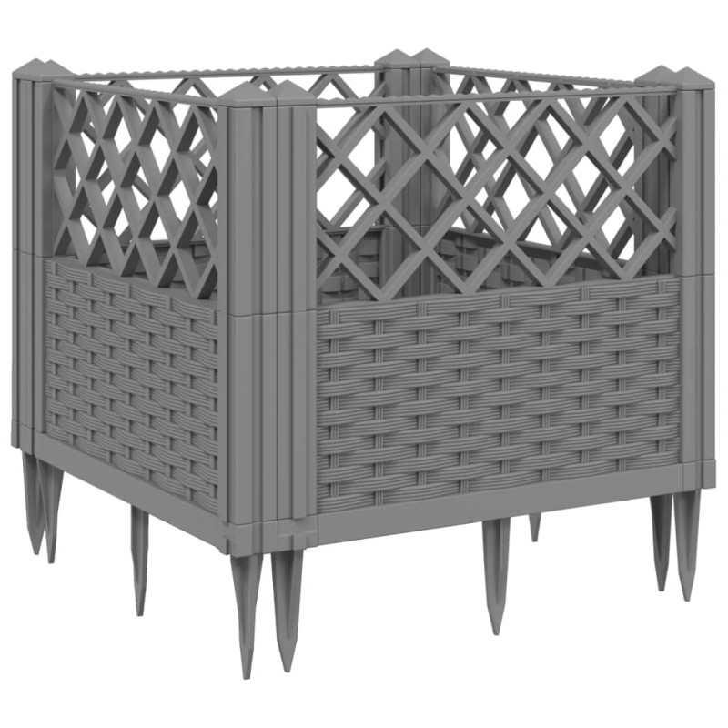 vidaXL Ζαρντινιέρα με Πασσάλους Αν.Γκρι43,5x43,5x43,5εκ Πολυπροπυλένιο