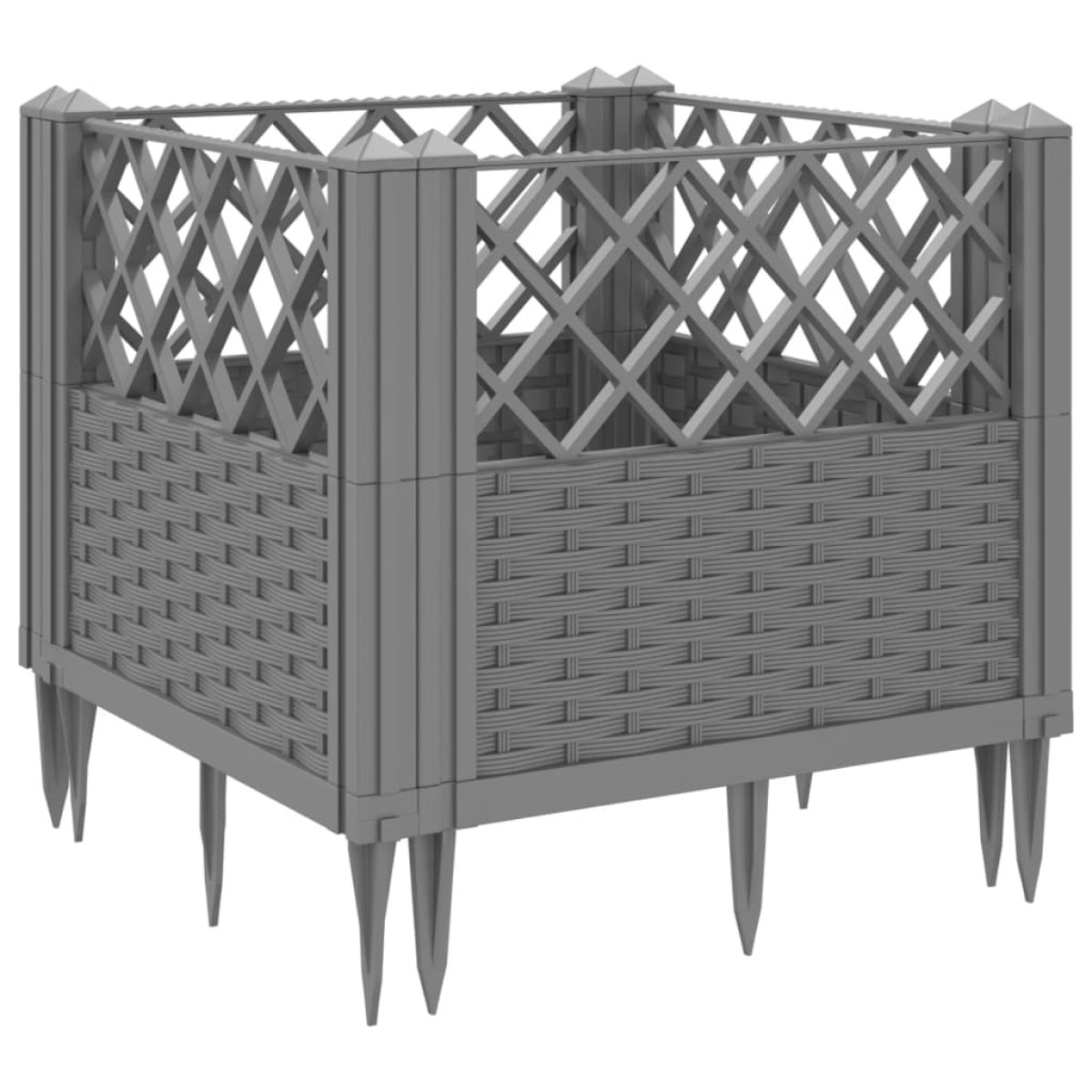 vidaXL Ζαρντινιέρα με Πασσάλους Αν.Γκρι43,5x43,5x43,5εκ Πολυπροπυλένιο
