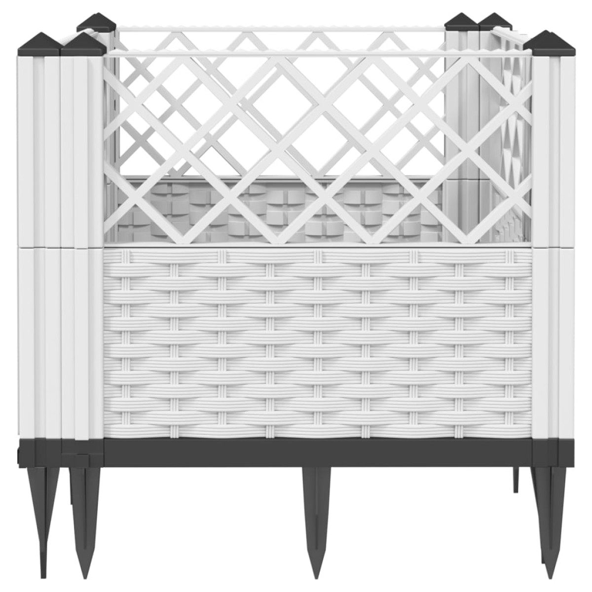 vidaXL Ζαρντινιέρα με Πασσάλους Λευκή 42,5x42,5x28,5 εκ Πολυπροπυλένιο