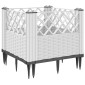 vidaXL Ζαρντινιέρα με Πασσάλους Λευκή 42,5x42,5x28,5 εκ Πολυπροπυλένιο